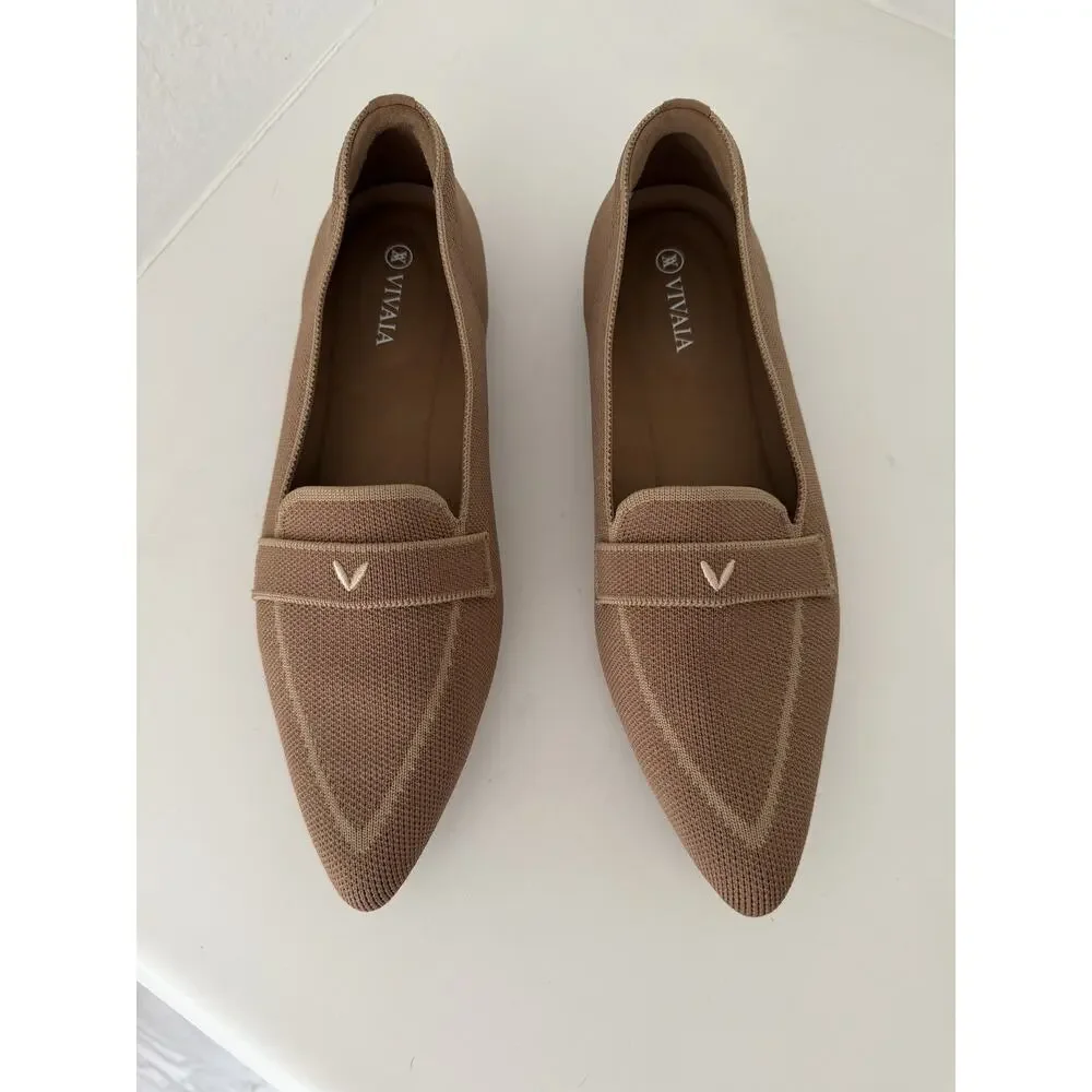 VIVAIA Beige Knit Pointed Toe Slip-On Loafer Flats Size 40